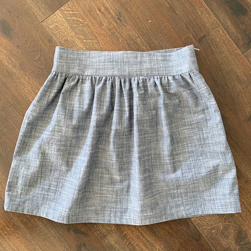 final photo of how to sew a gathered skirt without a pattern