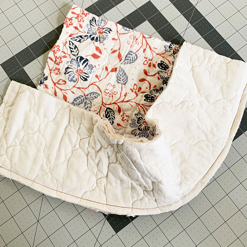 sew main rectangle to curved side 