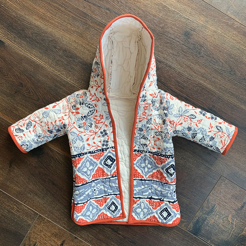 finished sewn tamarack jacket for kids