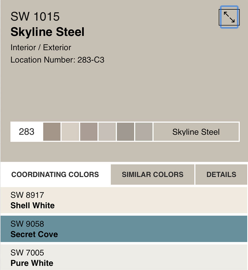 Skyline Steel by Sherwin Williams paint sample