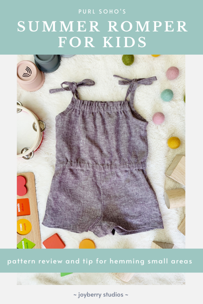 pinterest graphic for summer romper for kids by purl soho