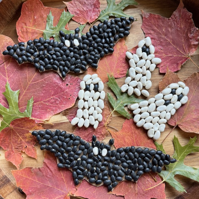 Bean Mosaic Ghosts and Bats Craft